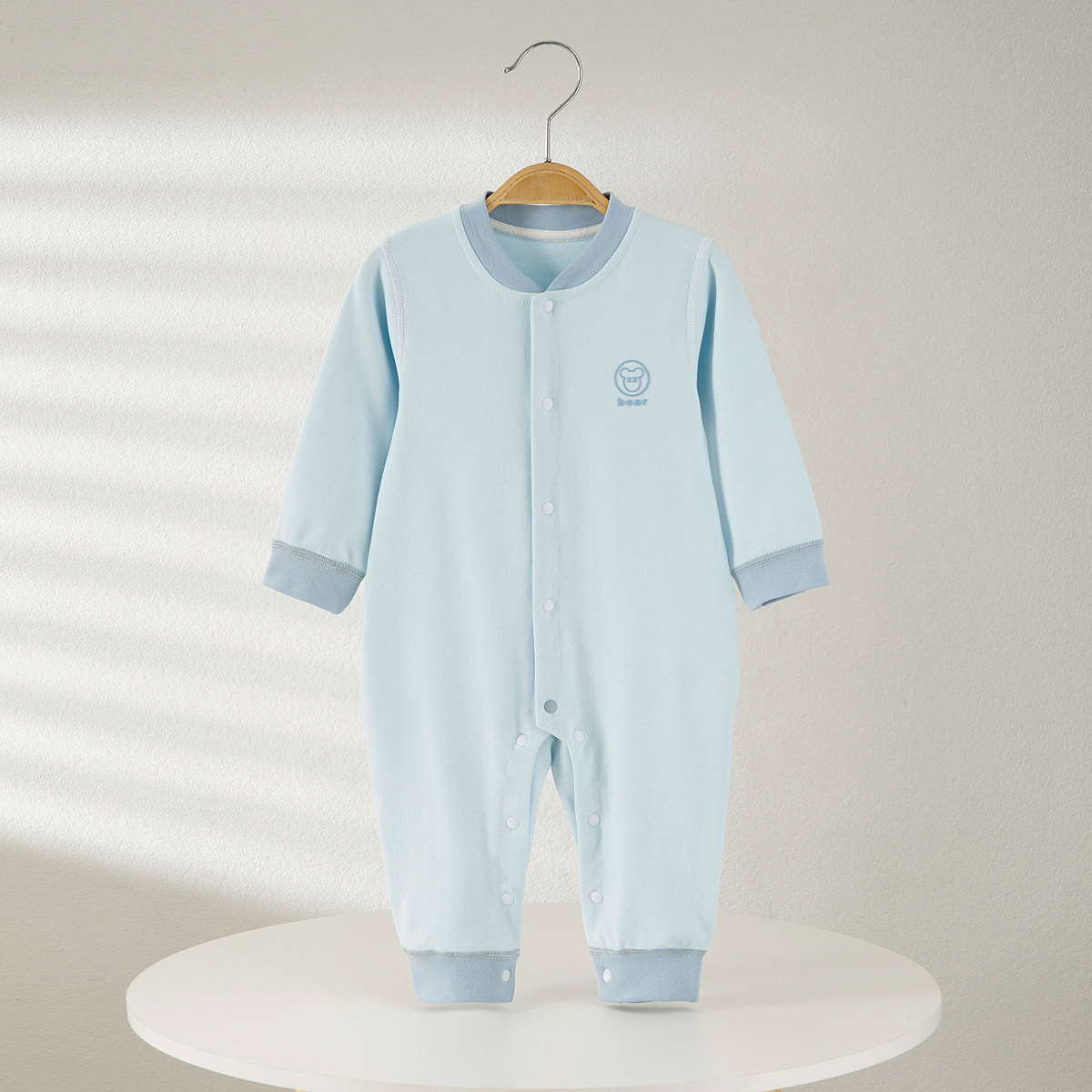 점프 수트 3 월-18 일 봄과 가을 격자  버클 모자 셔츠  점프 수트 파자마 속옷