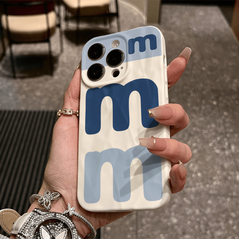 Three M letters for Apple 15PROMAX mobile phone case iPhone14 art 13 niche 12 advanced XS text
