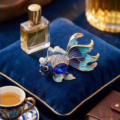 Yaxa sancaqları blue rhinestones and gradient enamel