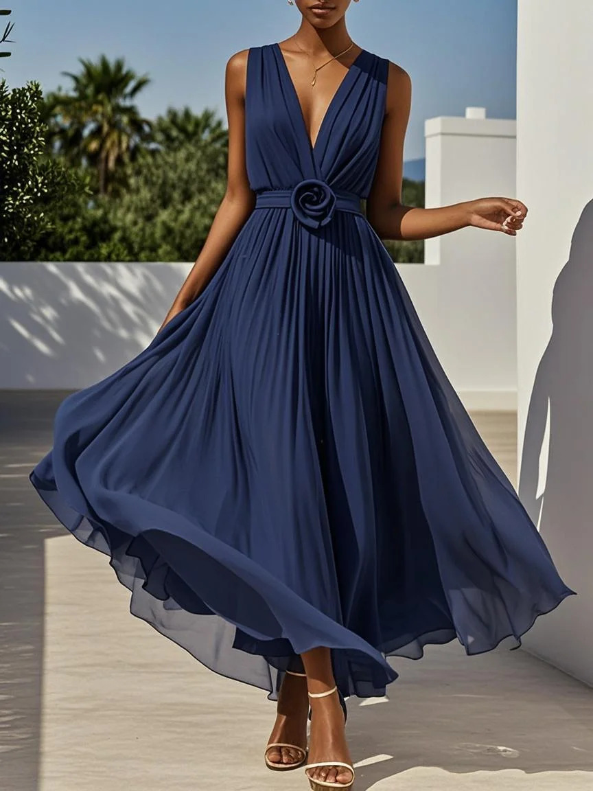 Europa y Estados Unidos trajes de mujer transfronterizos Amazon gran estilo francés temperamento sin mangas damas de honor vestido de boda image 3