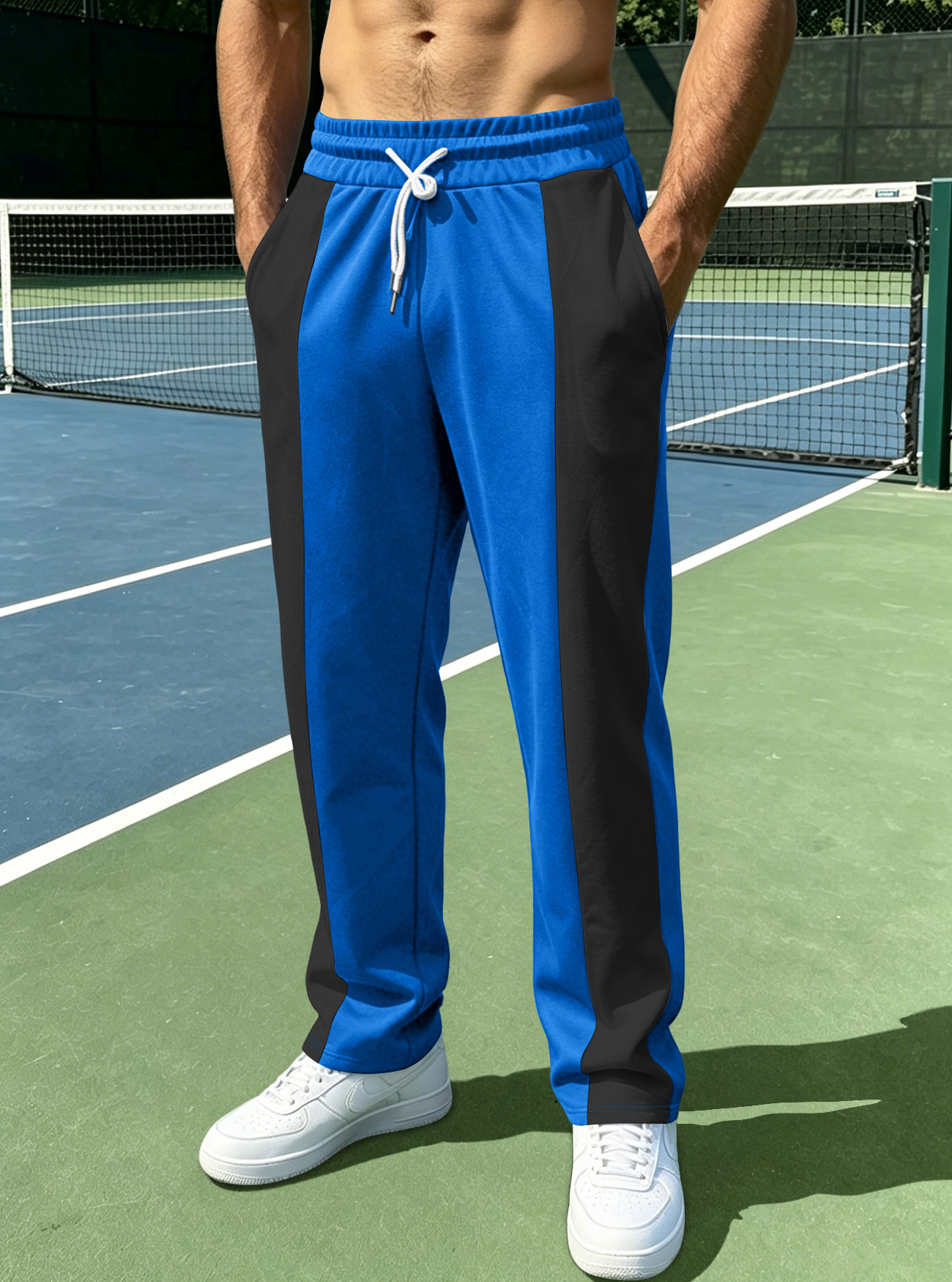 Amazon cross-border hombre estriado lateral pantalon elástico cintura pull-out pantalon americano deportivo casual pantalon de piernas