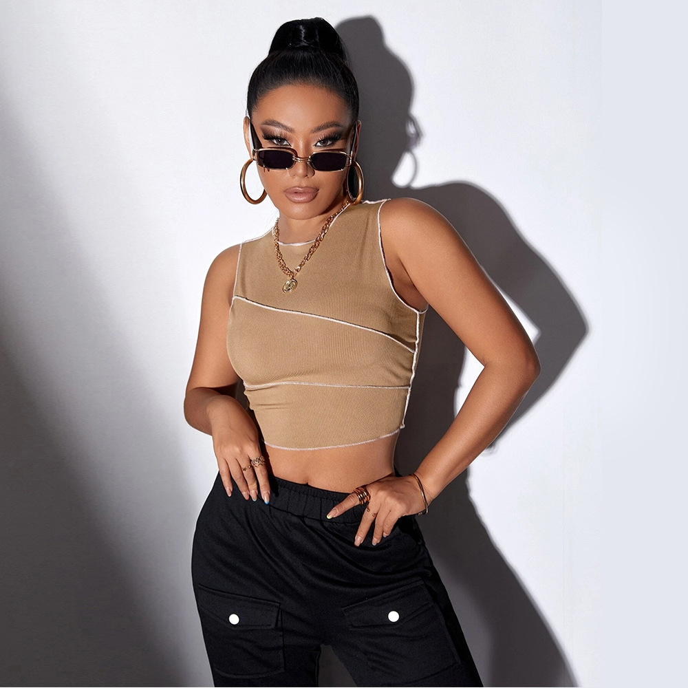 Voya 2026 Summer European And American Bestseller Solid Color Slim Fit Sleeveless Versatile Tank Top For Women_ecoleips.com