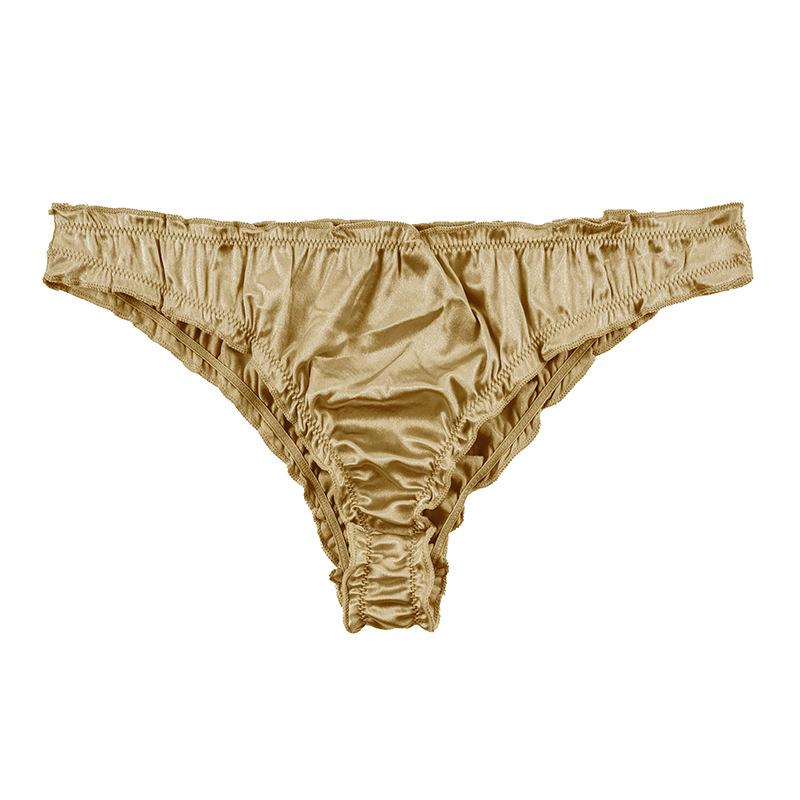 Sexy satén plisado delgada ropa interior transpirable sexy más el tamaño de la entrepierna de algodón en forma de T cómoda Tanga de mujer agradable a la piel