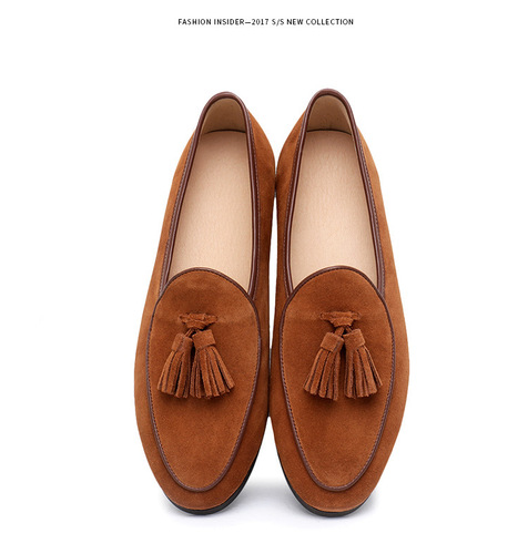 Italian fashion retro British bean shoes men's tassel slip-on loafers men's slip-on casual shoes