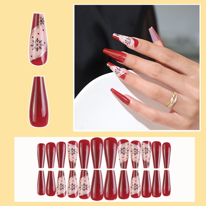 Navidad desgaste armadura nupcial clavo artificial acabado uñas pieza caja desmontable parche de uñas