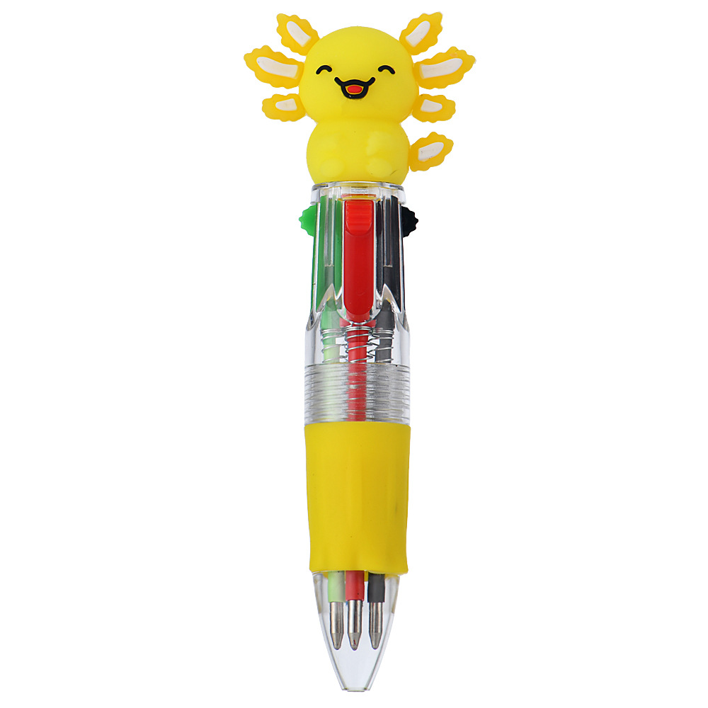 Transfronterizos lindos dibujos animados salamandra bolígrafo de cuatro colores mini bolígrafo de color bolígrafo de papelería regalo al por mayor
