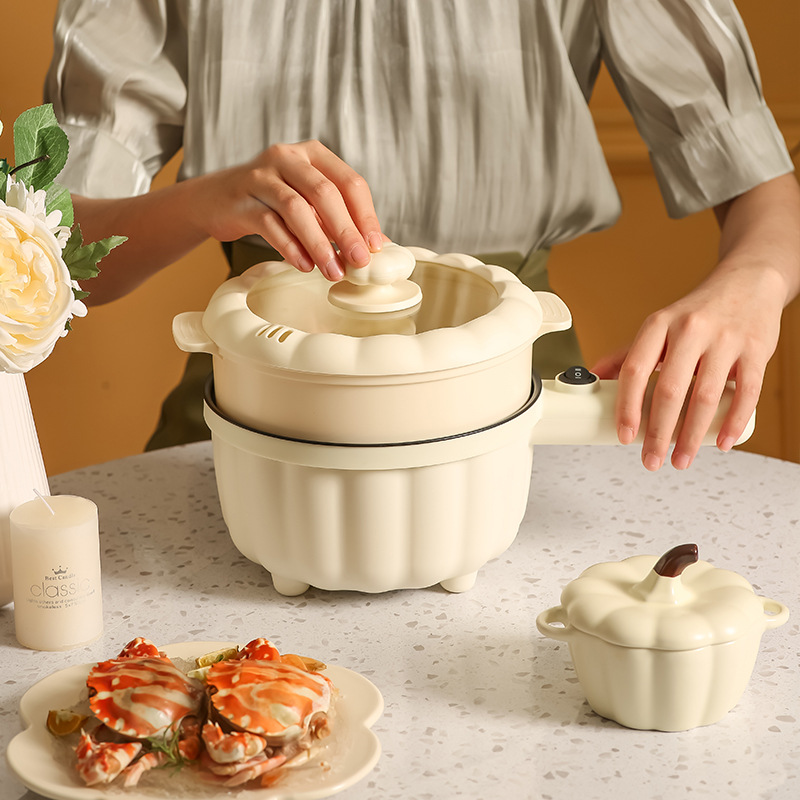 Long-handled electric cooker multifunctional electric hot pot student dormitory pot electric hot pot instant noodle pot small pumpkin pot gift