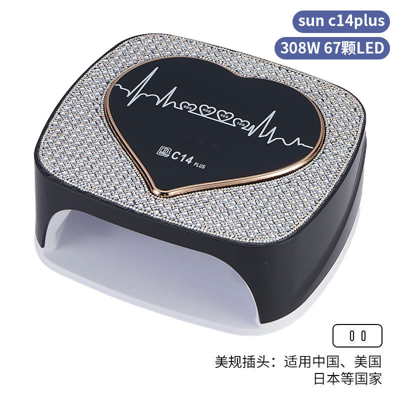 Lámpara de manicura inteligente de alta gama de luz de terapia de diamante 256W de alta potencia de pegamento de vinilo lámpara de horneado de dos manos secador de uñas transfronterizas
