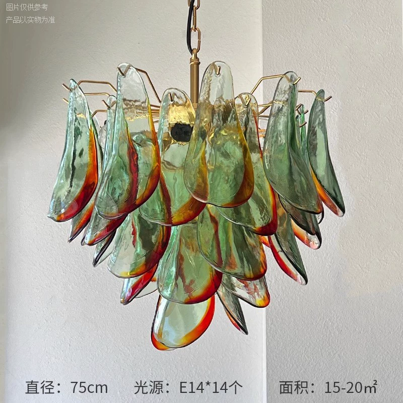 Design creative green glass ceiling lamp for country house for living room, french style, American style