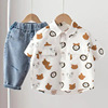 Boy A short sleeved shirt summer 2021 new pattern children Western style Cartoon shirt baby Children's clothing Children Summer wear jacket