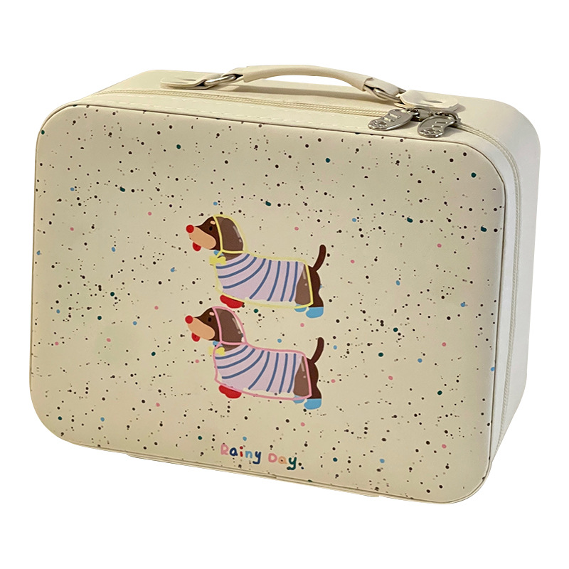 Bolsa de cosméticos original con espejo, caja de cosméticos portátil portátil de gran capacidad, bolsa de almacenamiento de viaje linda, bolsa de lavado impermeable