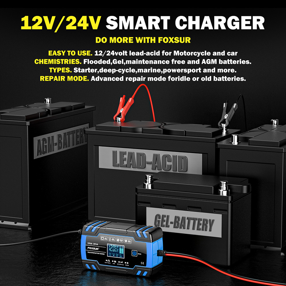 Multi-Stage Automatic Smart Battery Charger 100-240V battery charging