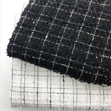 黑白小香风毛呢面料春秋新款大衣布料裤裙套装时尚潮流呢料小格子