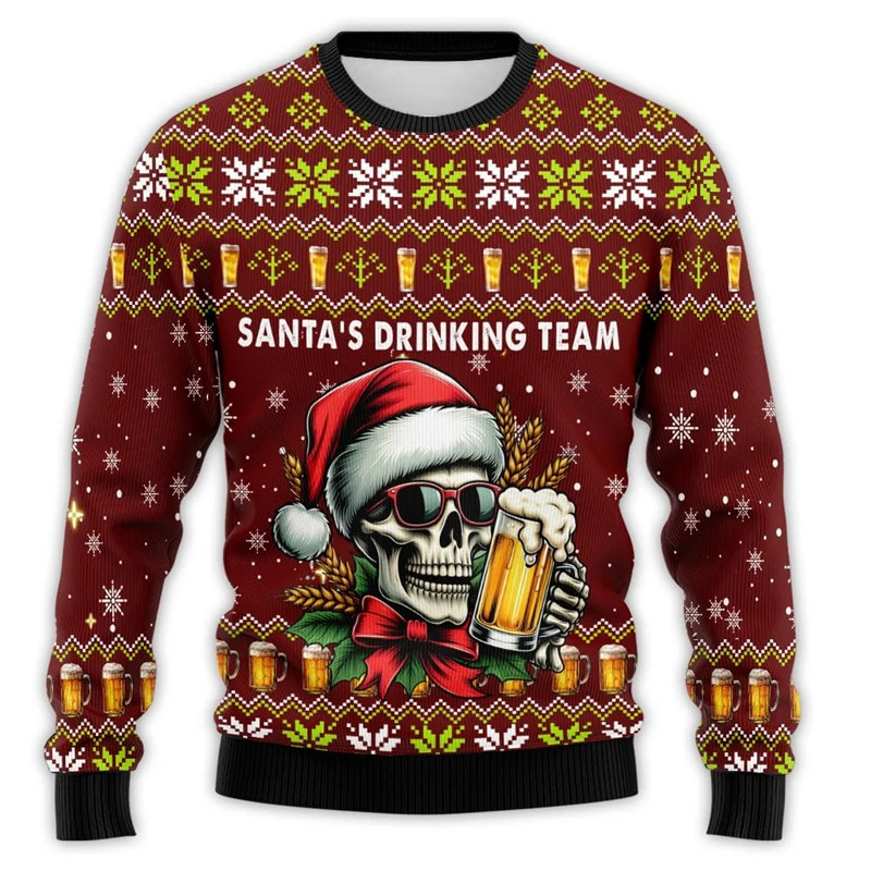 3D Digital Printing Ugly Christmas Unisex Pullover Sweatshirt Santa Claus Bar Party Street Style