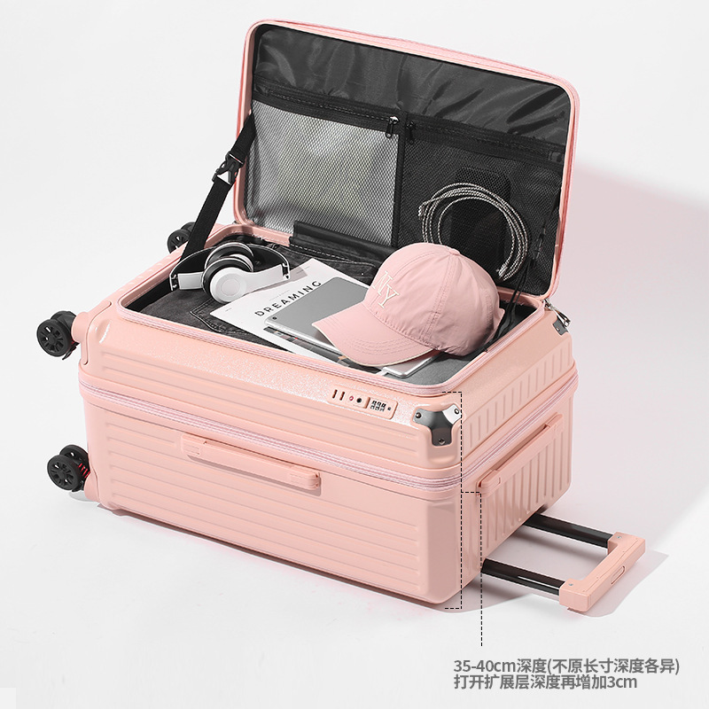 サイドオープン蓋スーツケース、大容量、拡張可能、新しい厚みのある5輪トロリーケース、パスワードスーツケース、男性と女性用のスーツケース|undefined
