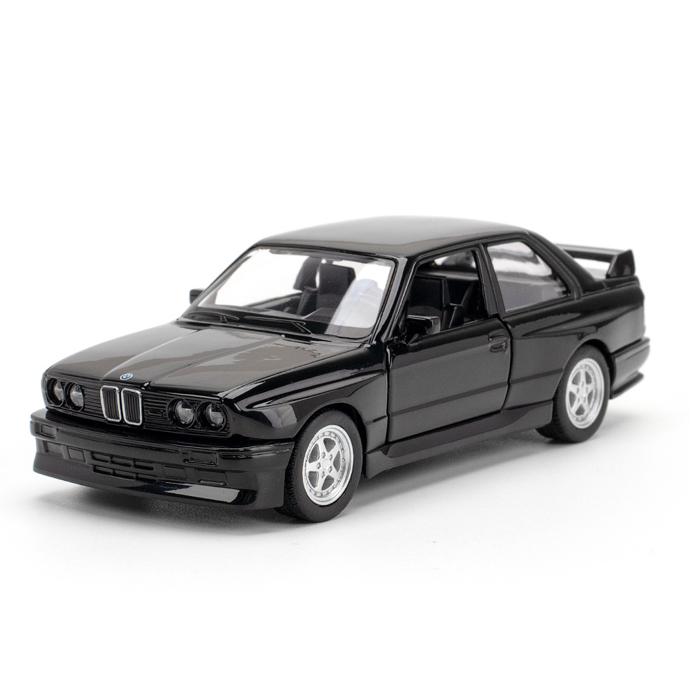 (Kit) 1:36 Scale BMW M3 1987 Die-Cast Car Model Display Figure Silent Light Toy