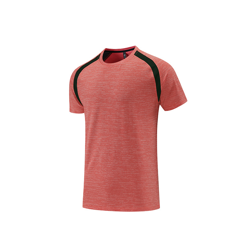 Verano nueva Camiseta deportiva casual para hombre costura elástica correr fitness transpirable manga corta hombres ropa de secado rápido al aire libre