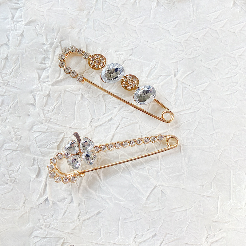Waist-tight pin crystal high-grade female cute anti-exposure all-match pin fixed trendy collar pin
