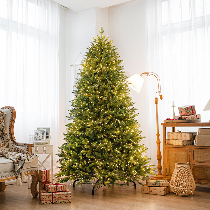 Hoja completa de PE lujoso cifrado luminoso árbol de Navidad árbol de cinco árboles decoración de la sala de estar de gran tamaño decoración de Navidad de suelo