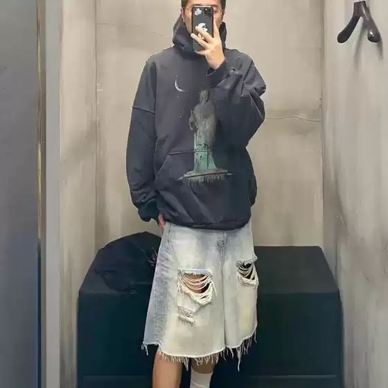 Autumn and Winter New Statue of Liberty Printed Hooded Sweatshirt High Quality Casual Men and Women Couples Same Trend
