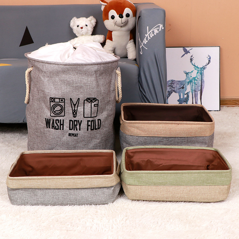 Cesta de almacenamiento redonda cuadrada para el hogar cesta de almacenamiento de artículos diversos al por mayor cesta de almacenamiento cesta de lavandería con cordón