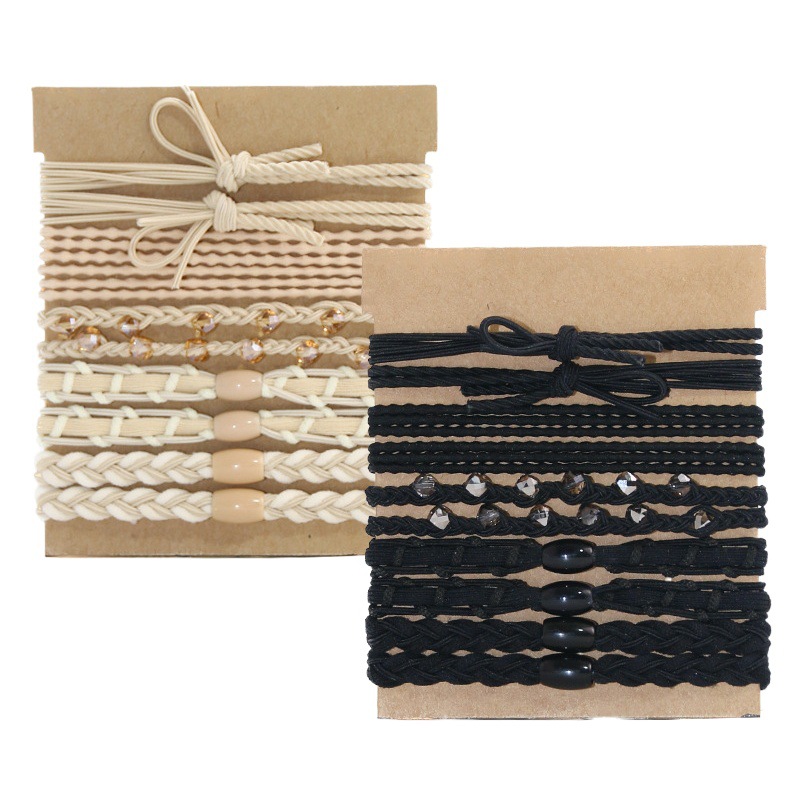 Amazon transfronterizo caliente conjunto de 20 piezas con diamante tejido banda de goma banda de pelo mujer estilo bohemio accesorios para el cabello al por mayor