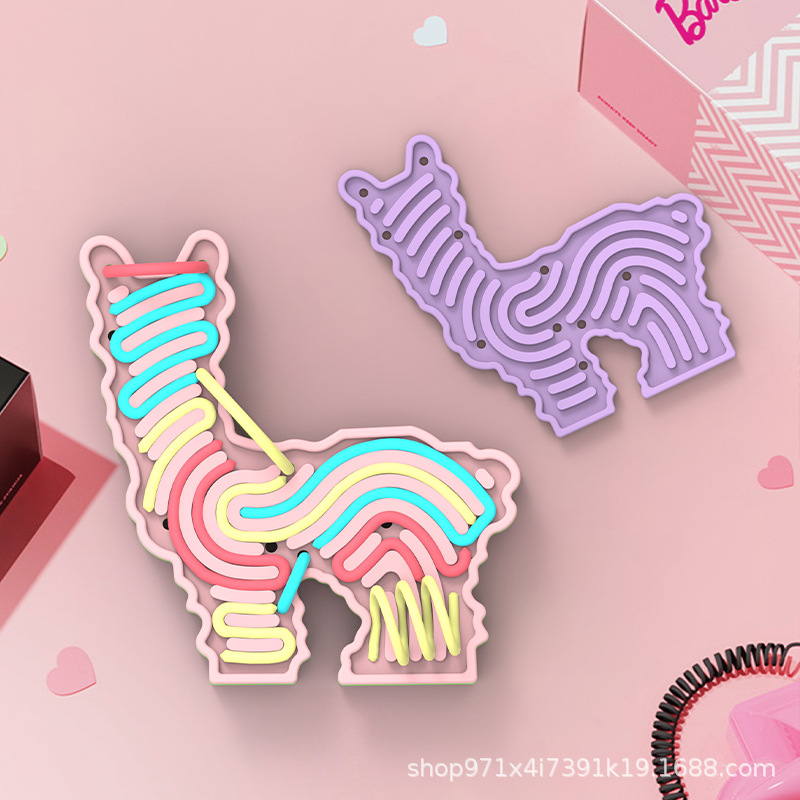 Amazon Hot Sale Silicone Puzzle Niños Desprimir Alpaca Sensory Board Silicone Grado Alimentos Sin BPA