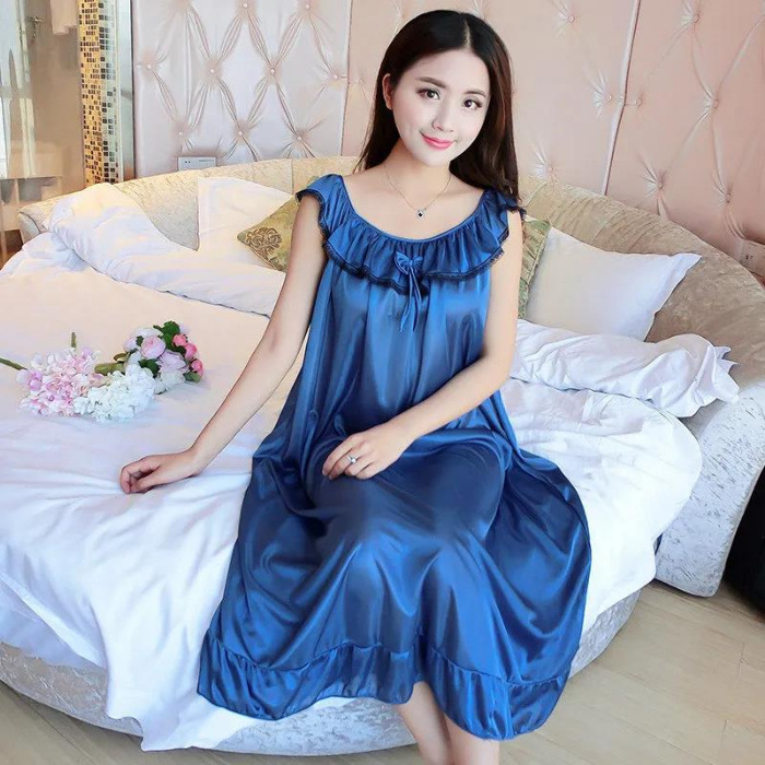 2023 camisón de seda de hielo de verano delgado de seda de las mujeres de mediana edad sexy suave cómodo pijamas homewear de las mujeres al por mayor