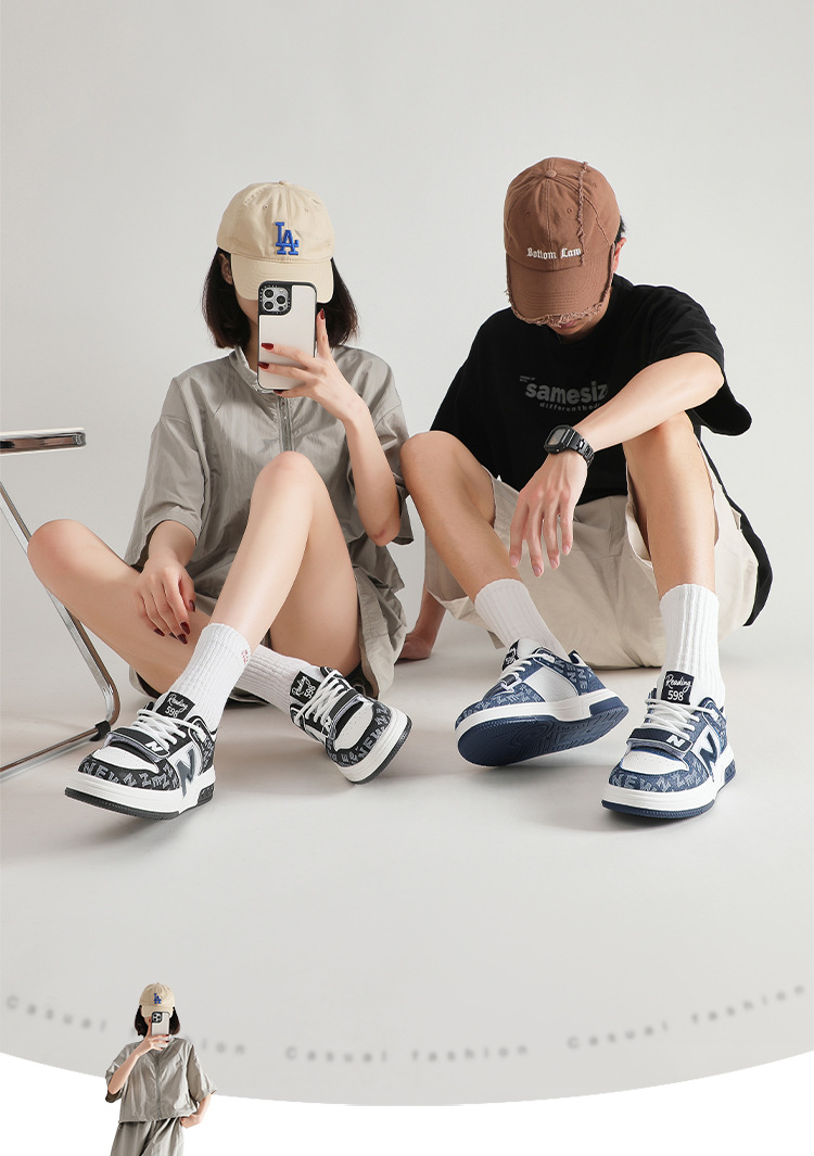 Giày sneaker nam cổ điển đa năng phong cách retro, đế êm thoáng mát — 598 trắng xanh chi tiết 9