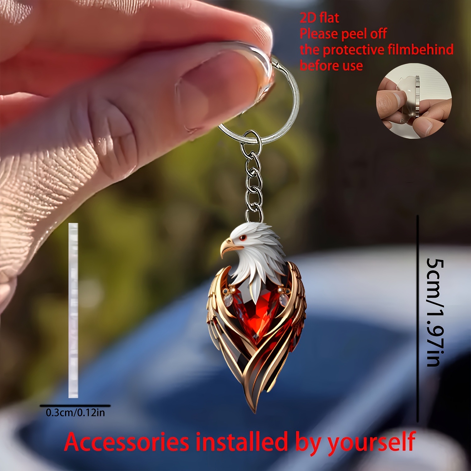 2D平面优雅的老鹰汽车镜钥匙扣父亲节母亲节复活节家居装饰配件