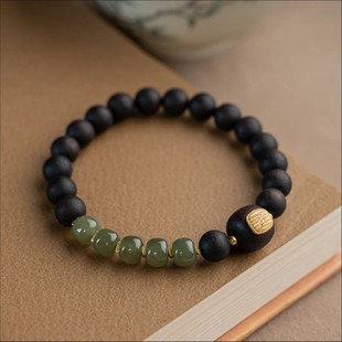Submerged Grade Myanmar Qinan Jiangzhenxiang 8mm Bracelet Hotan Barrel Beads Five Stripes Natural Coconut Milk Fragrant Bracelet for Women
