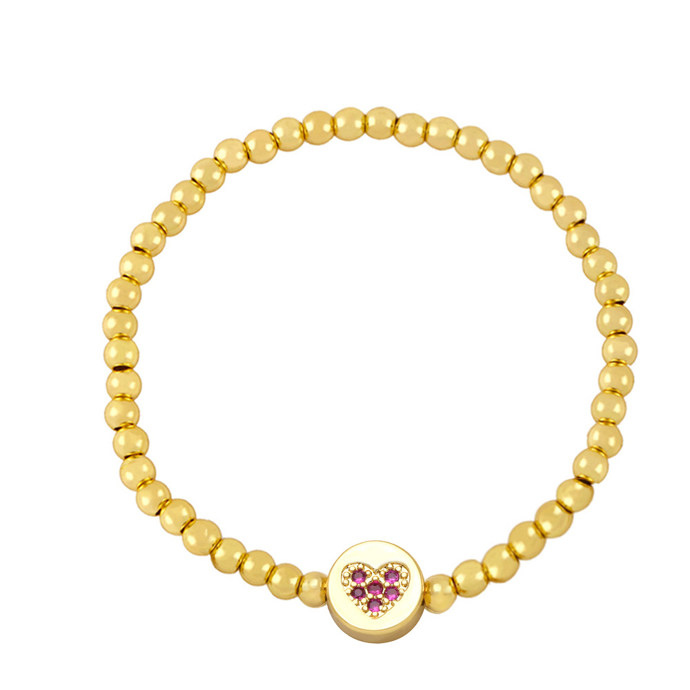 Vintage Style Round Heart Shape Copper Bracelets Inlay Zircon Copper Bracelets