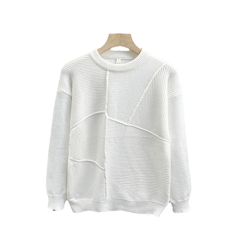 Diseño convencional estilo de moda marca de moda suéter de empalme masculino primavera y otoño collar de moda ocio juvenil