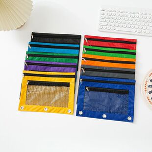 Three-hole file bag PVC Oxford cloth air eye bag pen bag office data storage bag B5 loose-leaf detachable in stock