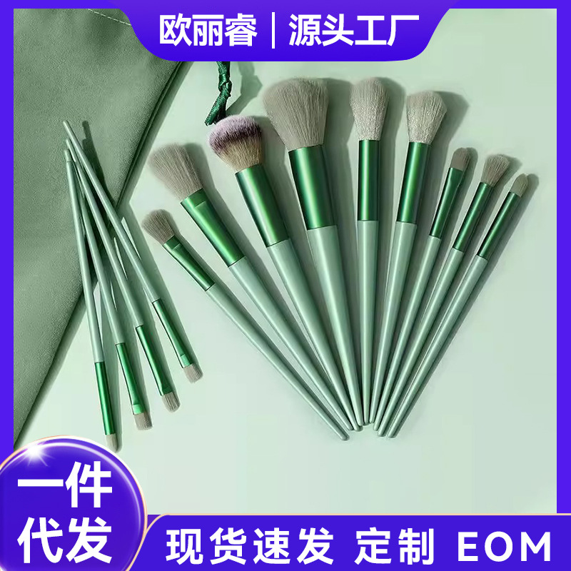 Trece cuatro estaciones de cepillo de maquillaje azul conjunto de cepillo de maquillaje portátil de alta calidad cepillo de sombra de ojos ultra suave cepillo de blush a granel