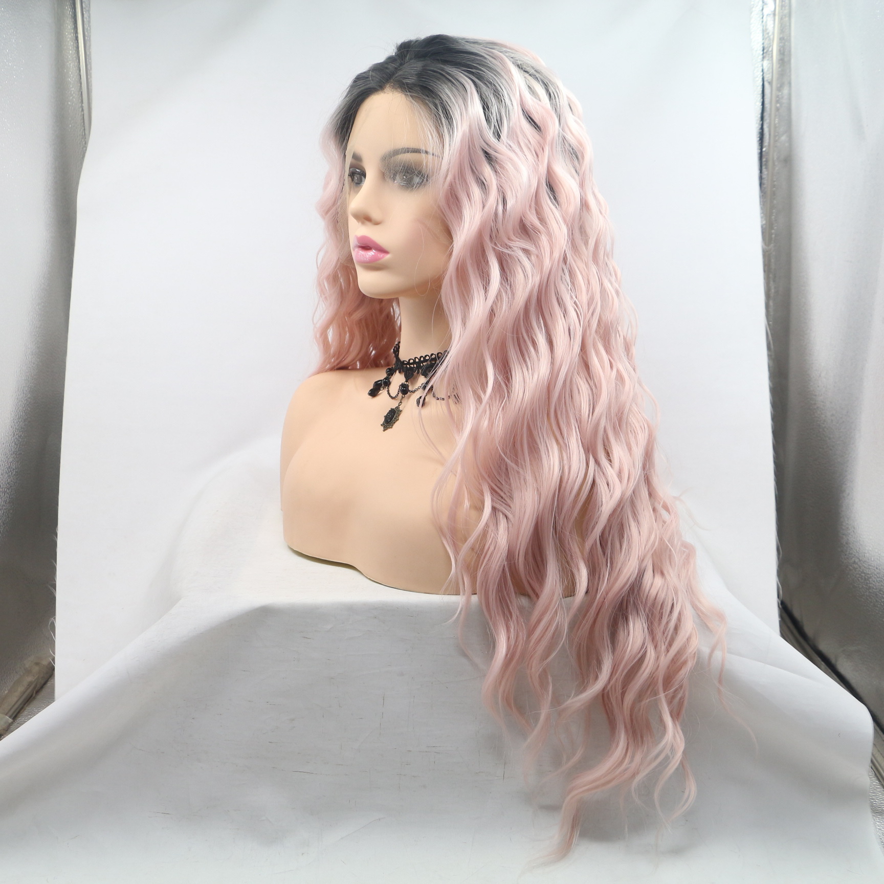 NEWLOOK pelucas europeas y americanas rizos largos frente encaje moda nueva pelucas transfronterizas