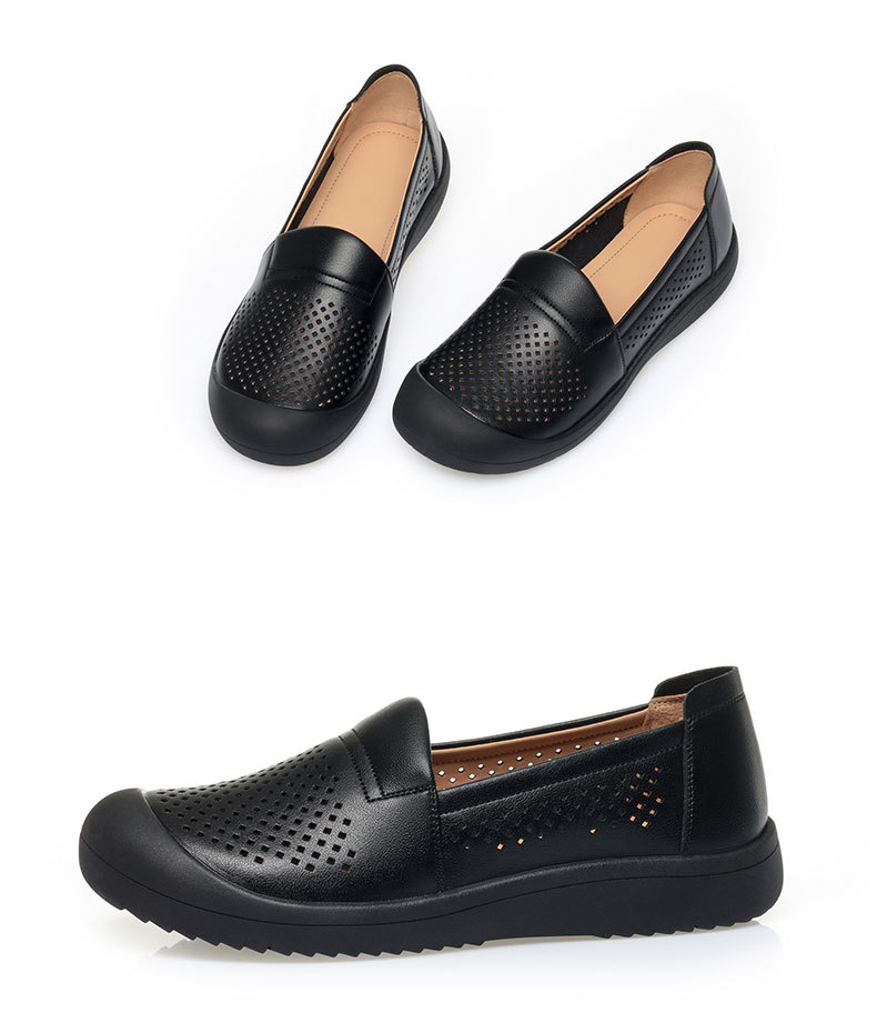 Sandal nữ da bò thật mũi kín đế mềm thoáng khí — màu be chi tiết 17