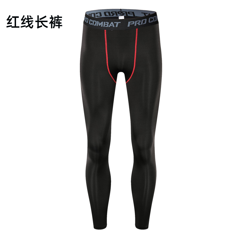 Red -threaded trousers
