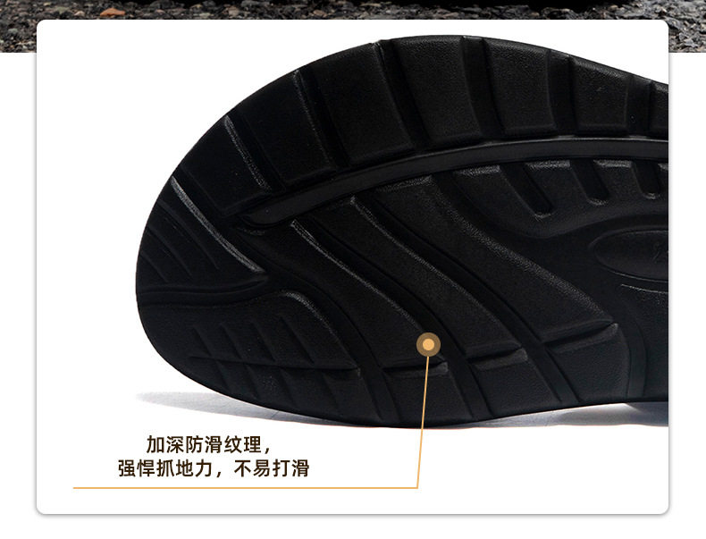 Dép sandal nam quai ngang hở mũi chống trơn trượt, thoáng khí, cỡ lớn — Kaki, Màu xanh quân đội, Nâu Đen, Vàng sáng chi tiết 12