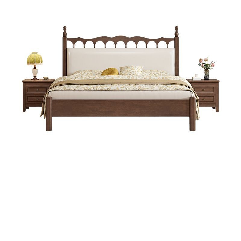 Cama de madera sólida retro nórdica 1.8m moderna simple cama doble dormitorio principal 1.5 cama ondulada de estilo medieval cama de matrimonio