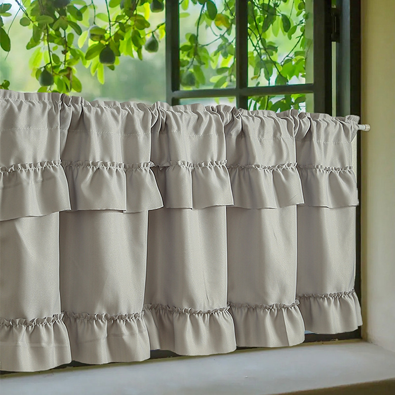 Phantom Yarn Ruffled Finished Decorative Short Curtain Half Curtain Cabinet American Pastoral Shelter Curtain Fabric Coffee Curtain Phantom Yarn Ruffled Finished Decorative Short Curtain Half Curtain Cabinet American Pastoral Shelter Curtain Fabric Coffee Curtain