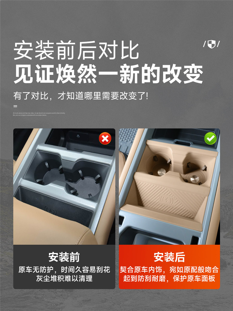 Suitable for 20-26 Models of Land Rover Defender 110, Central Control Silicone Pad, Wireless Charging Protective Cover, 90 Central Control Water Cup Holder Protection