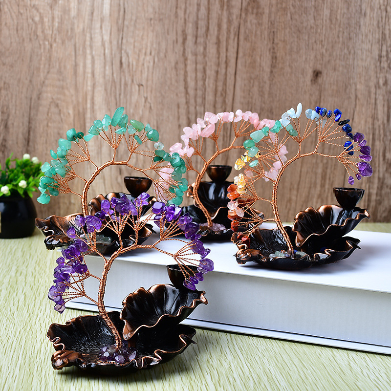 Colorful Crystal Amethyst Green Crystal Pink Crystal Orange Salt Crystal Fortune Tree Money Tree Office