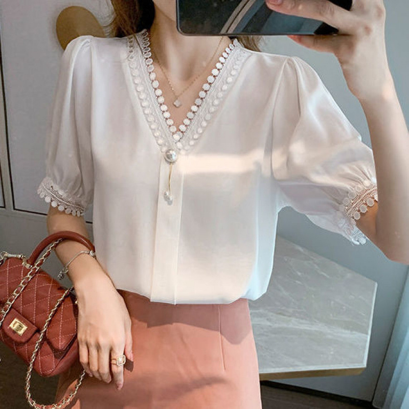Summer fashionable elegant lace shiffon shirt