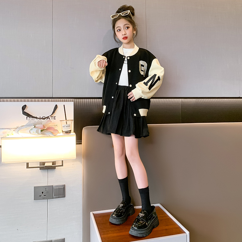 Girls' Set 2023 New Korean Spring and Autumn Edition Mid size Children's Internet Red Fashionable_voghion.com