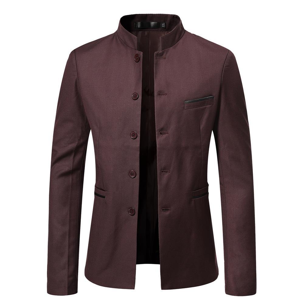 1 2024 Cross-Border Trade Spring And Autumn Stand Collar Youth Slim Fit Zhongshan Suit Men's Blazer_voghion.com