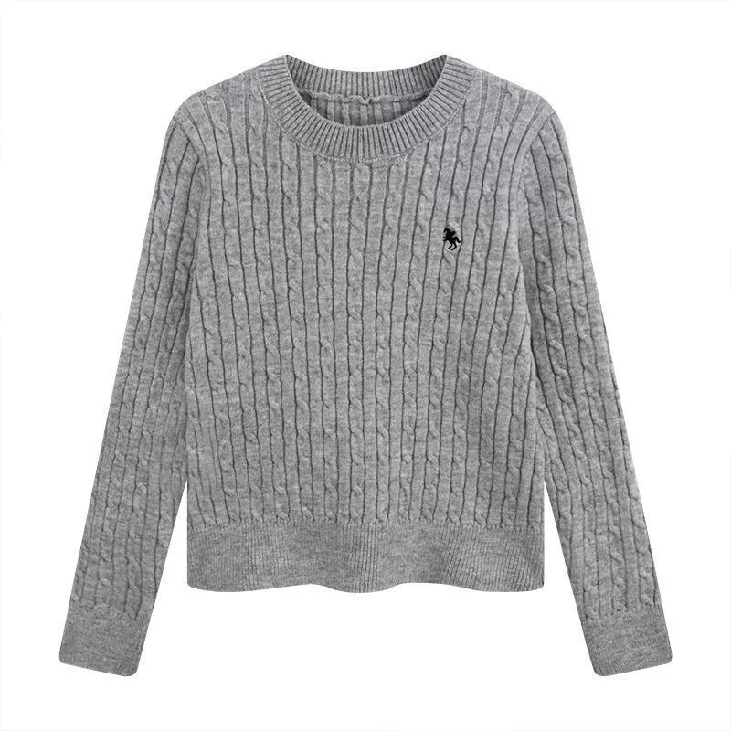Демисезонный вязаный свитер, женский, с вышивкой и косами, S–XL