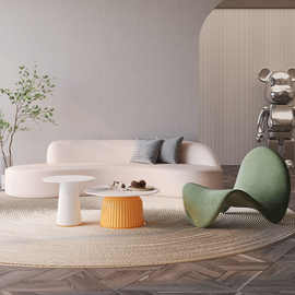 简约网红ins风弧形异形科技布沙发美容院休息区服装店客厅垒德株