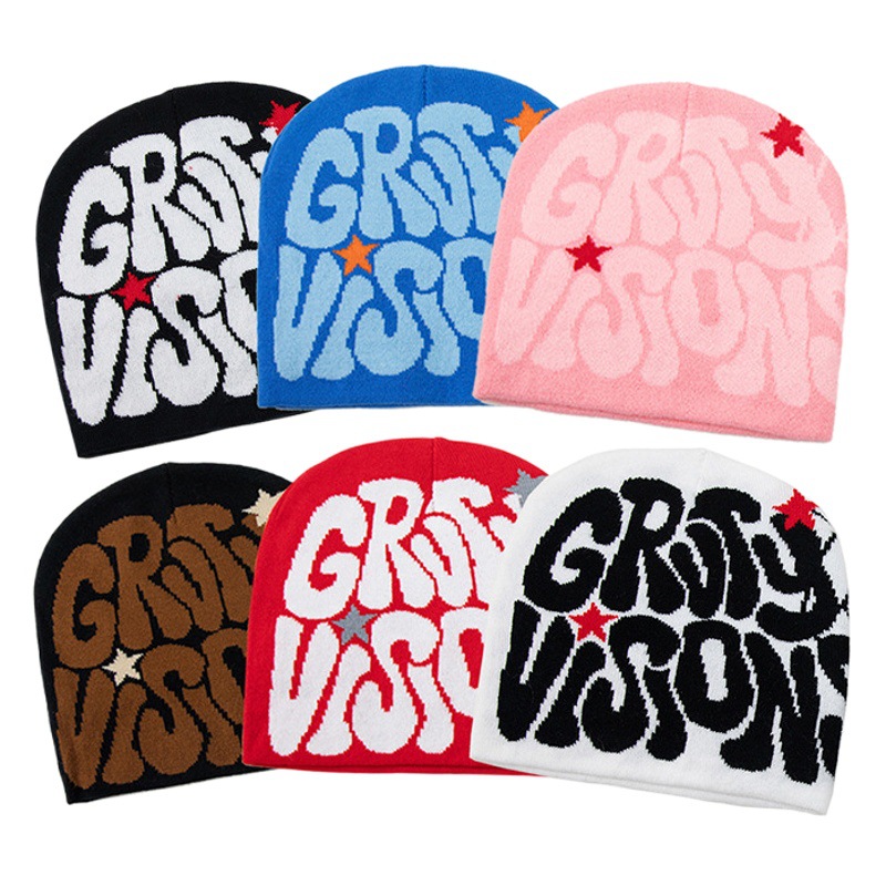 Nueva letra transfronteriza Jacquard sombrero de punto otoño e invierno al aire libre sombrero cálido versátil hip hop Street Fashion Hat