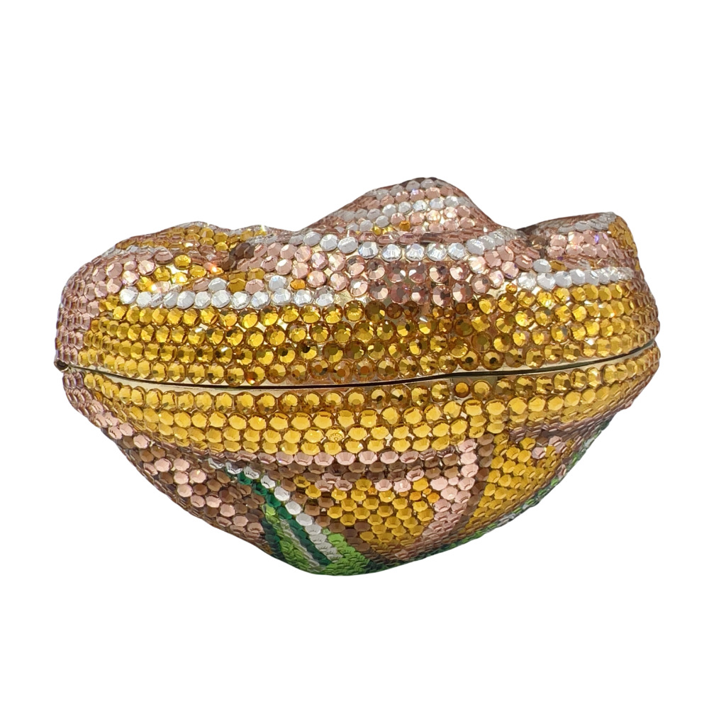 Túi clutch dạ hội đính kim cương hình hoa nổi 3D — màu đỏ, hoa hồng đỏ, vàng, bảy màu chi tiết 12
